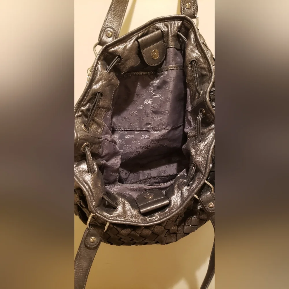 Michael Kors Shimmering Silver Woven Shoulder Bag